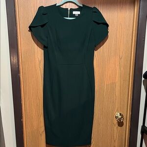 Calvin Klein mid length dark green dress, size 8